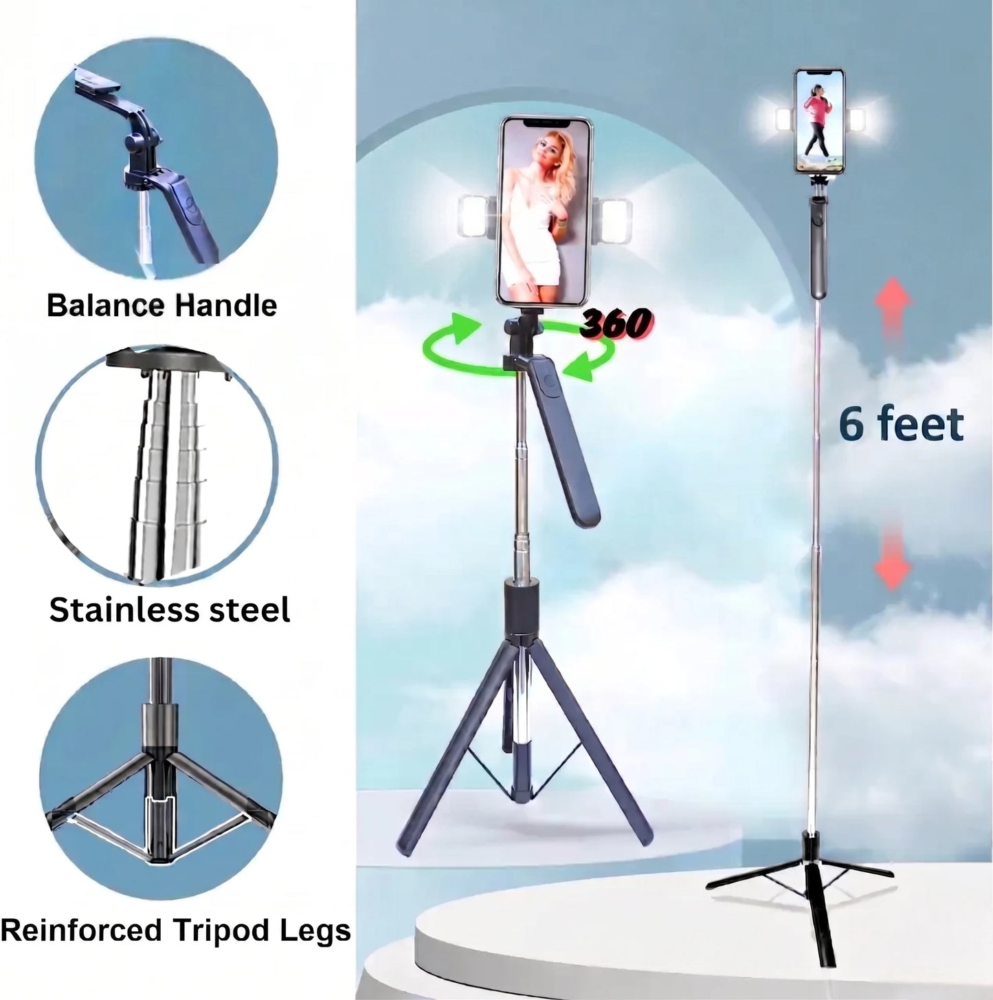HYGIHOME™ FlexiSnap Elite – 6ft Selfie Stick Tripod